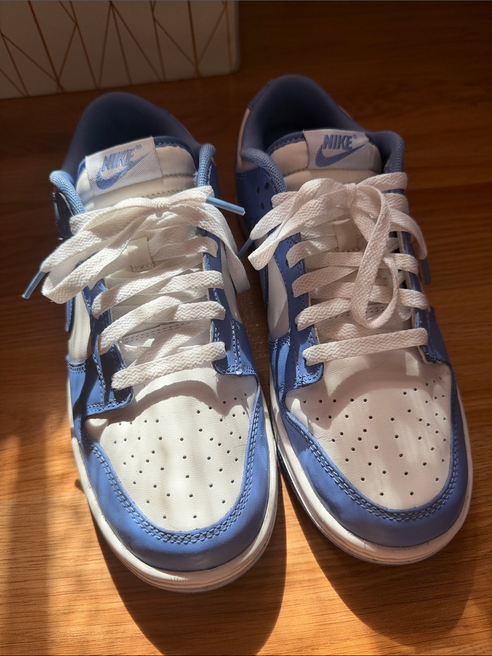 Nike Men’s Dunk Sneakers in White and Light Blue
